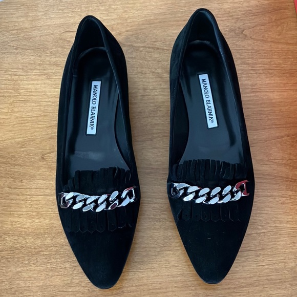 Manolo Blahnik Black Suede Flats/Loafers